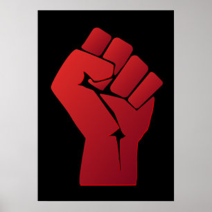 Raised Red Gradient Fist Poster