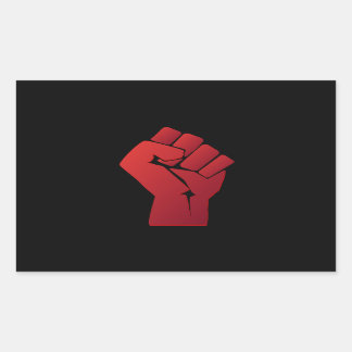 Raised Red Gradient Fist Rectangular Sticker