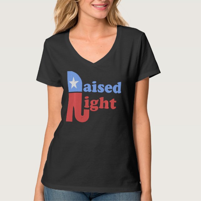Raised Right Republican Elephant Retro Style Patri T-Shirt (Front)