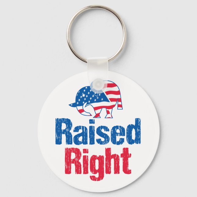 Raised Right - Republican Keychain (Front)