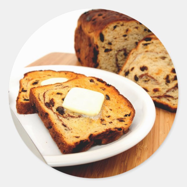 Raisin Bread And Cinnamon Classic Round Sticker (Front)