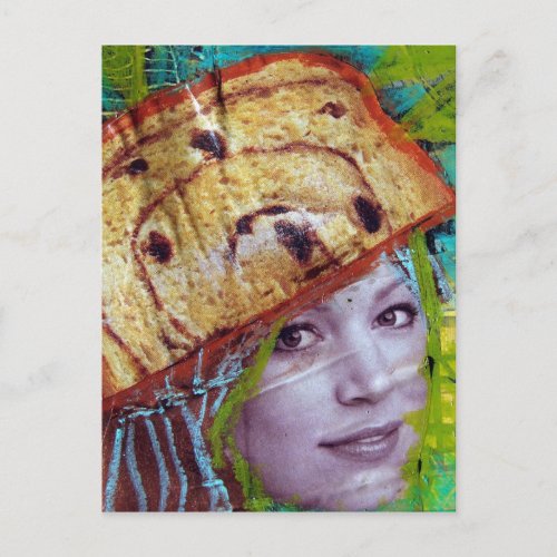 Raisin Bread Head A Collage Postcard
