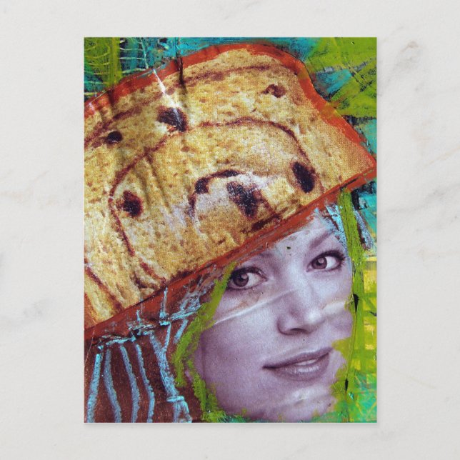 Raisin Bread Head, A Collage Postcard (Front)