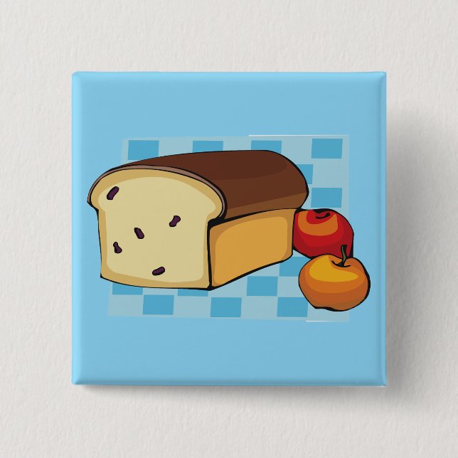 Raisin Bread Loaf and Red Apples Button (Front)