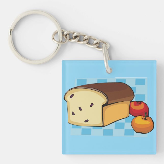 Raisin Bread Loaf and Red Apples Keychain (Front)