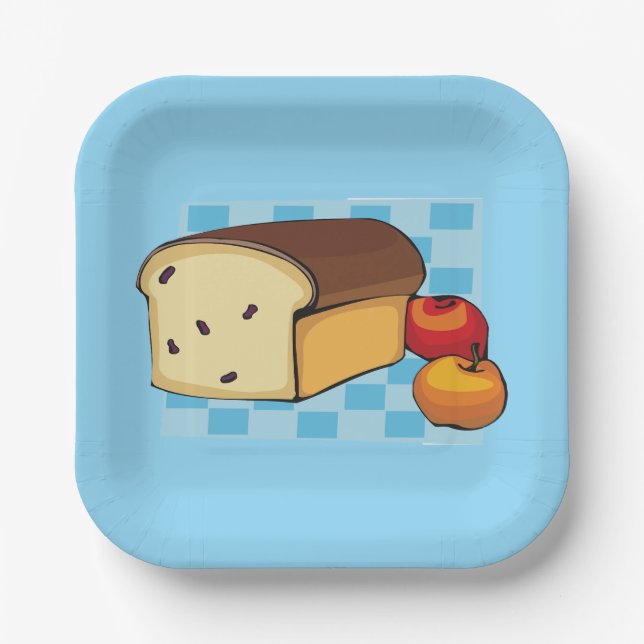 Raisin Bread Loaf and Red Apples Paper Plates (Front)