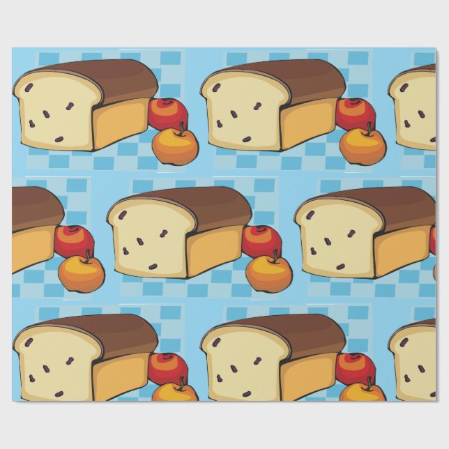 Raisin Bread Loaf and Red Apples Wrapping Paper (Flat)