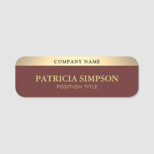 Raisin Brown and Gold: Clean And Sleek Appearance Name Tag