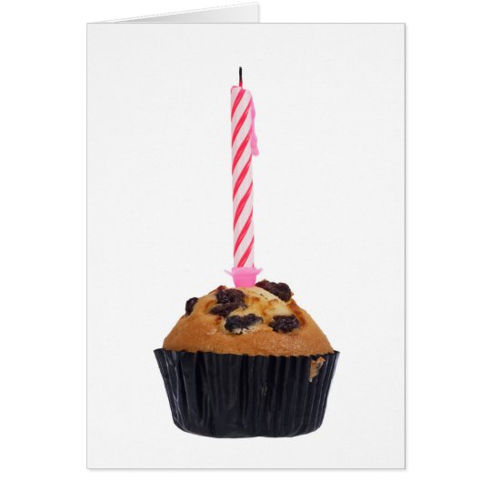 Raisin muffin with candle card