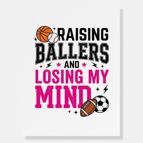 Raising Ballers Sports Mom Vintage T-Shirt Design_ Foam Board
