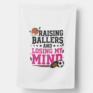 Raising Ballers Sports Mom Vintage T-Shirt Design  House Flag