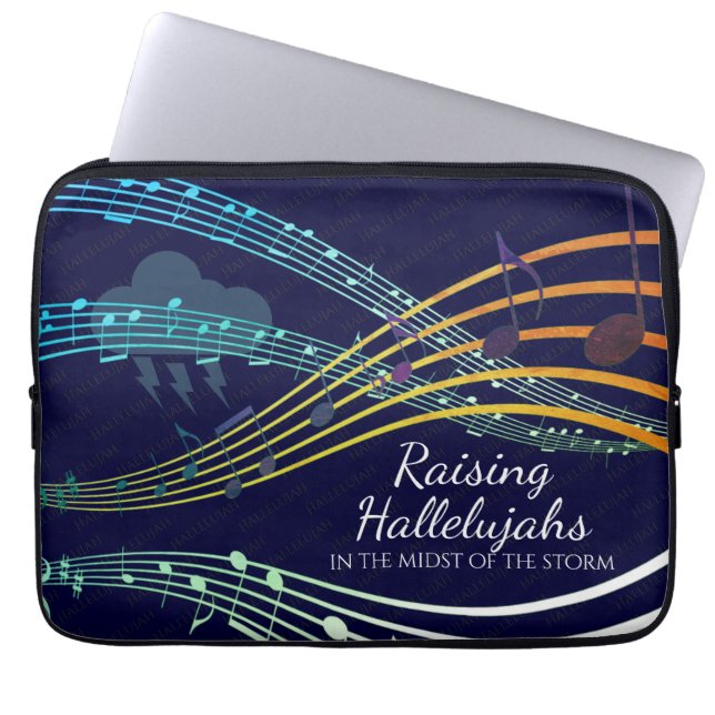 RAISING HALLELUJAHS Custom Navy Christian Laptop Sleeve (Front)