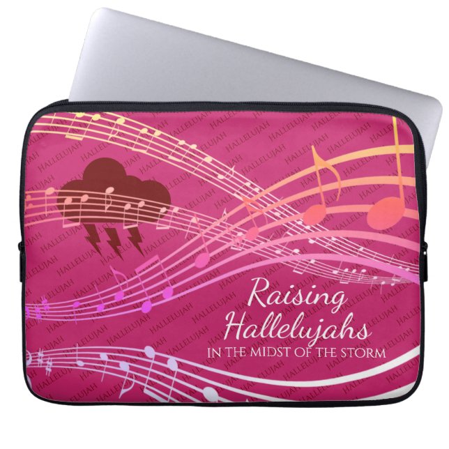 RAISING HALLELUJAHS IN STORM Personalized PINK Laptop Sleeve (Front)