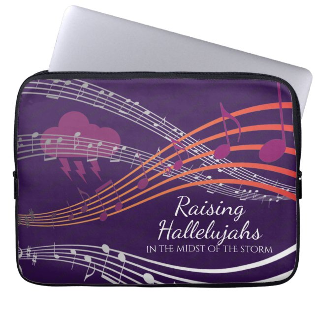 RAISING HALLELUJAHS IN STORM Personalized PURPLE Laptop Sleeve (Front)