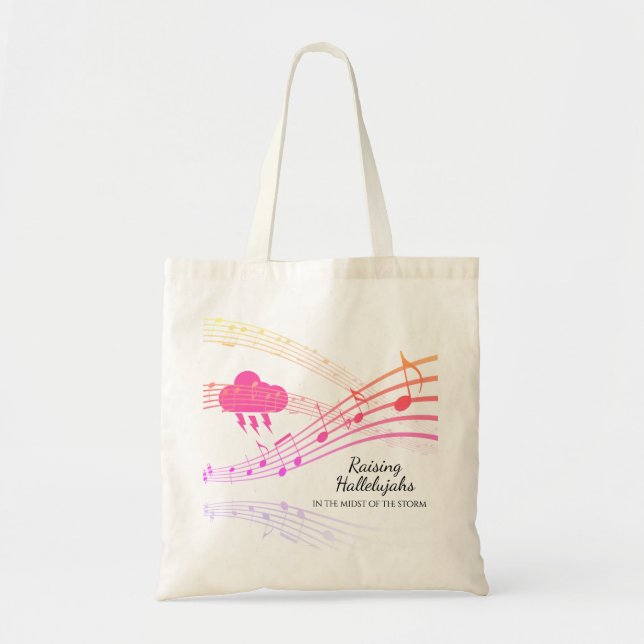 RAISING HALLELUJAHS IN THE STORM Personalized PINK Tote Bag (Front)