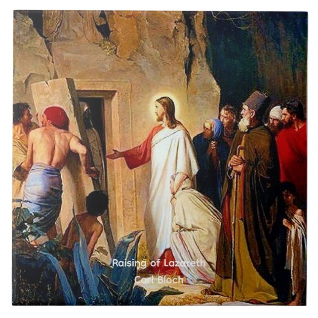 Raising of Lazarus, Carl Bloch, Ceramic Tile (Front)