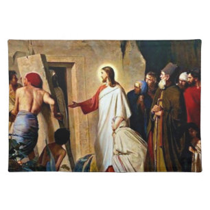 Raising of Lazarus painting by Carl Bloch Placemat