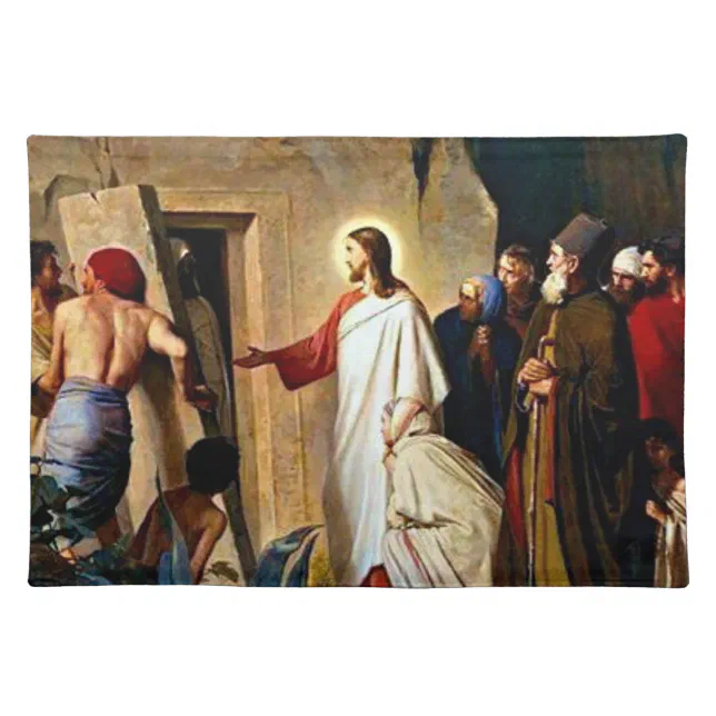 Raising of Lazarus painting by Carl Bloch Placemat | Zazzle