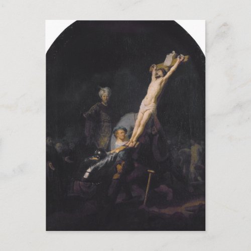 Raising of the Cross Passion Series by Rembrandt  Postcard