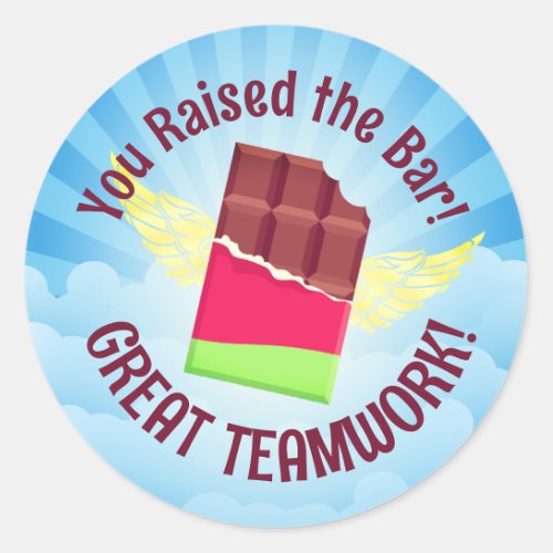 Raising the bar employee candy award sticker