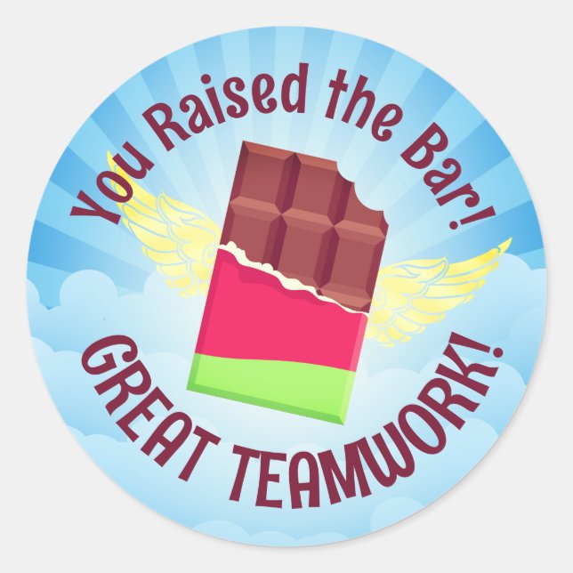 Raising the bar employee candy award sticker (Front)