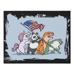 Raising The Flag Frog Suit Faux Canvas Print