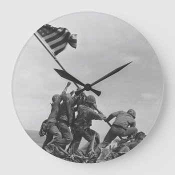 Raising The Flag On Iwo Jima Large Clock by Argos_Photography at Zazzle