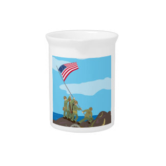 Raising the Flag on Iwo Jima (Simple History) Pitcher