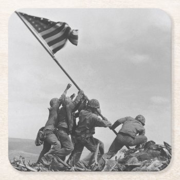 Raising The Flag On Iwo Jima Square Paper Coaster by Argos_Photography at Zazzle