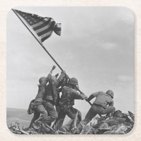 Raising The Flag On Iwo Jima Square Paper Coaster