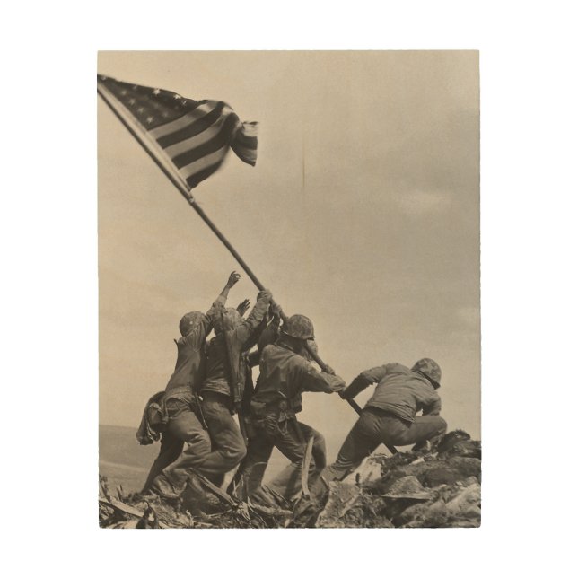Raising the Flag on Iwo Jima Wood Wall Art (Front)