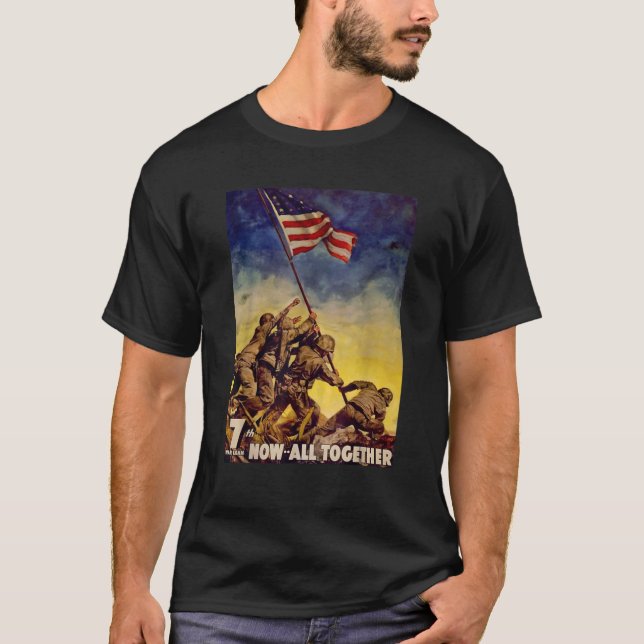 Raising the Flag on Iwo Jima WW2  T-Shirt (Front)