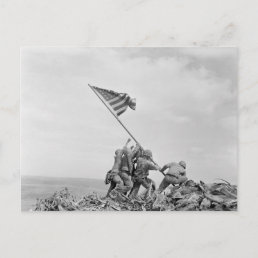 Raising the Flag on Iwo Jima - WWII History Postcard