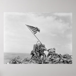 Raising the Flag on Iwo Jima - WWII History Poster