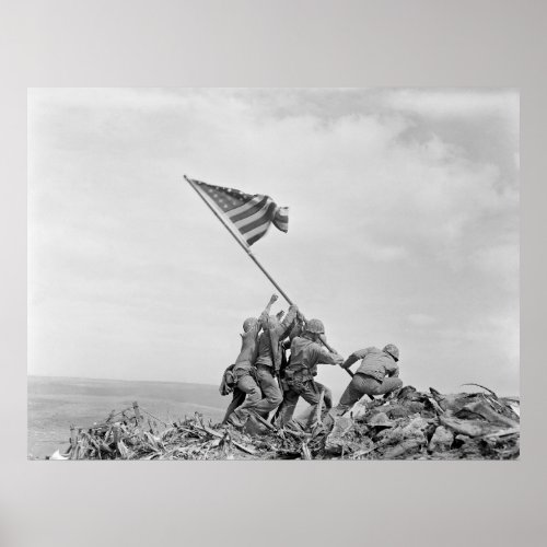 Raising the Flag on Iwo Jima _ WWII History Poster