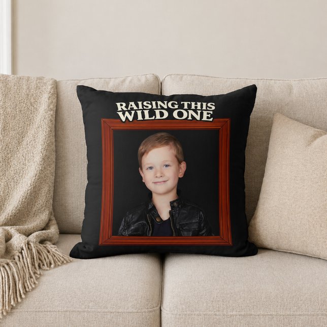 Raising This Wild One Custom Kid Photo Throw Pillow (Creator Uploaded)