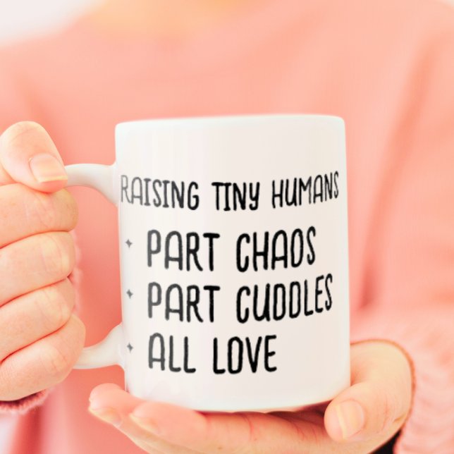 Raising Tiny Humans All Love Mothers Day Gift Coffee Mug (Add mum's name and make it yours now!)