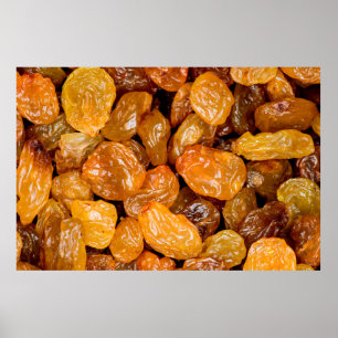 Raisins close up photo texture background. poster