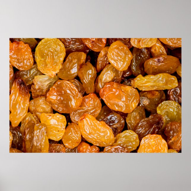 Raisins close up photo texture background. poster (Front)