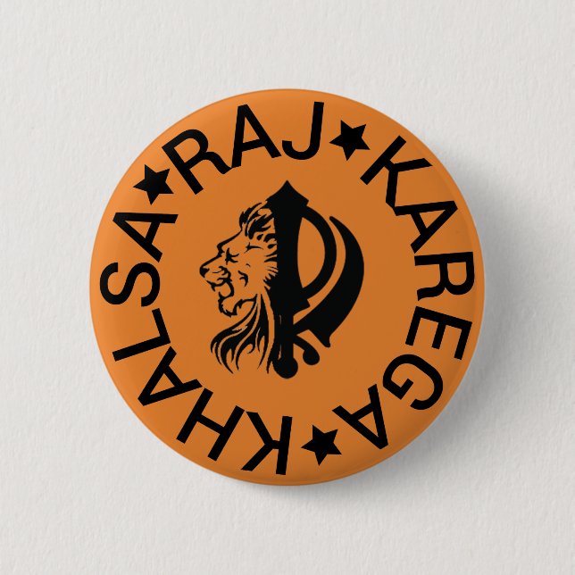 Raj Karega Khalsa Pinback Button (Front)