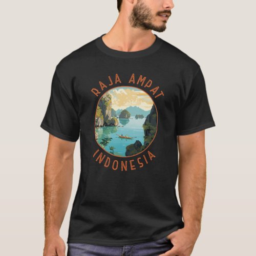 Raja Ampat Indonesia Boat Retro Distressed Circle T_Shirt