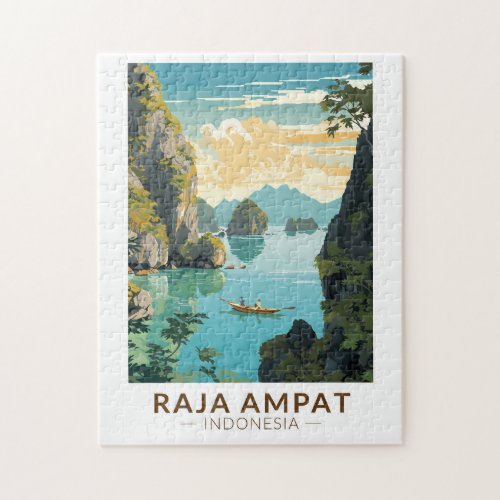 Raja Ampat Indonesia Boat Travel Art Vintage Jigsaw Puzzle