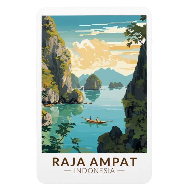 Raja Ampat Indonesia Boat Travel Art Vintage Magnet (Vertical)