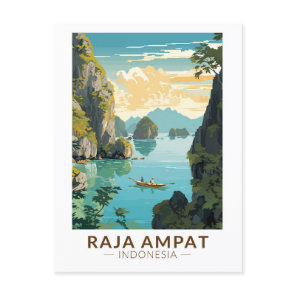 Raja Ampat Indonesia Boat Travel Art Vintage Postcard