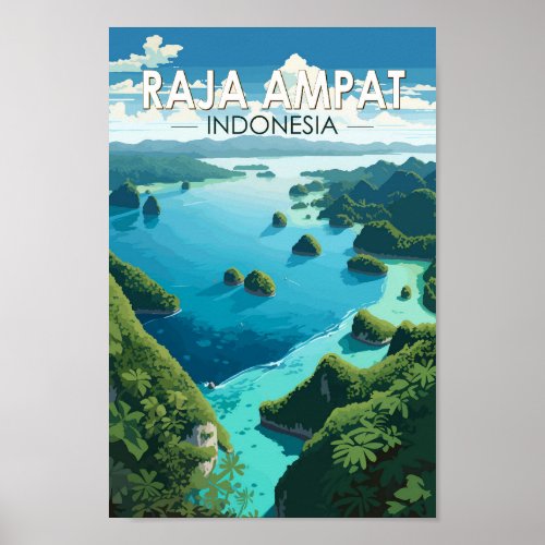 Raja Ampat Indonesia Travel Art Vintage Poster