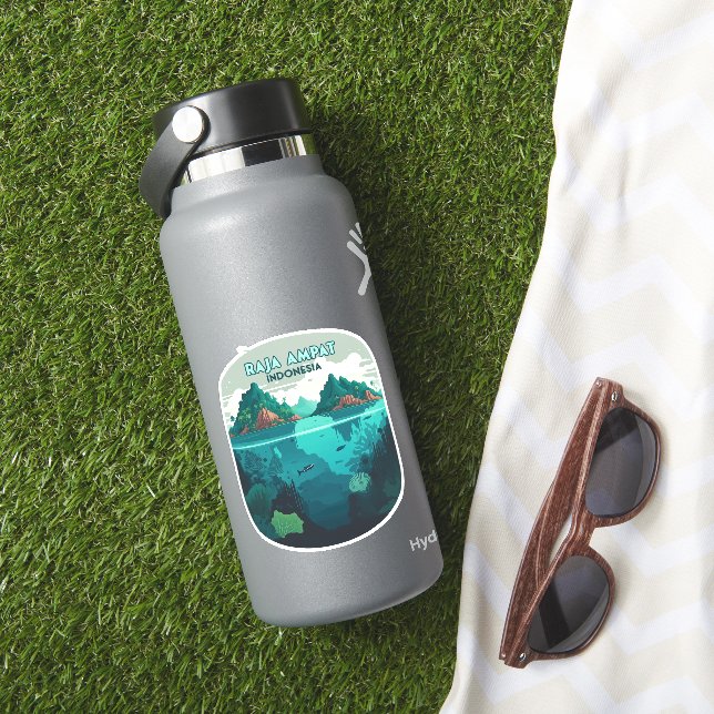 Raja Ampat Indonesia Underwater Scuba Retro Sticker (HydroFlask Insitu)