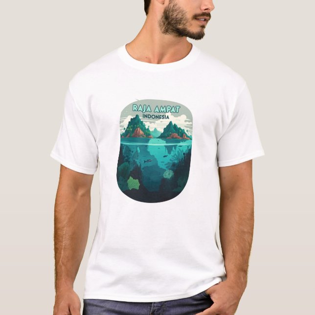 Raja Ampat Indonesia Underwater Scuba Retro T-Shirt (Front)