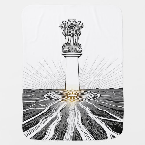 Raja Asoka Pillar and Dhamma Chakra Fleece Blanket