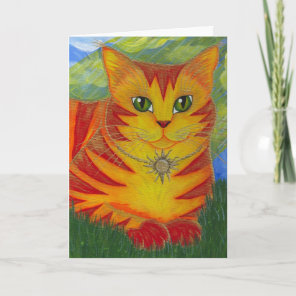 Rajah Golden Gold Sun Cat Fantasy Art Card