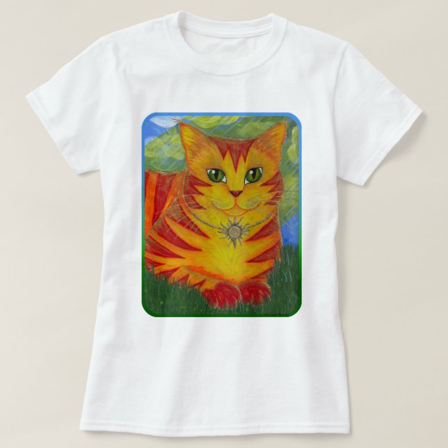 Rajah Golden Gold Sun Cat Fantasy Art Shirt (Design Front)